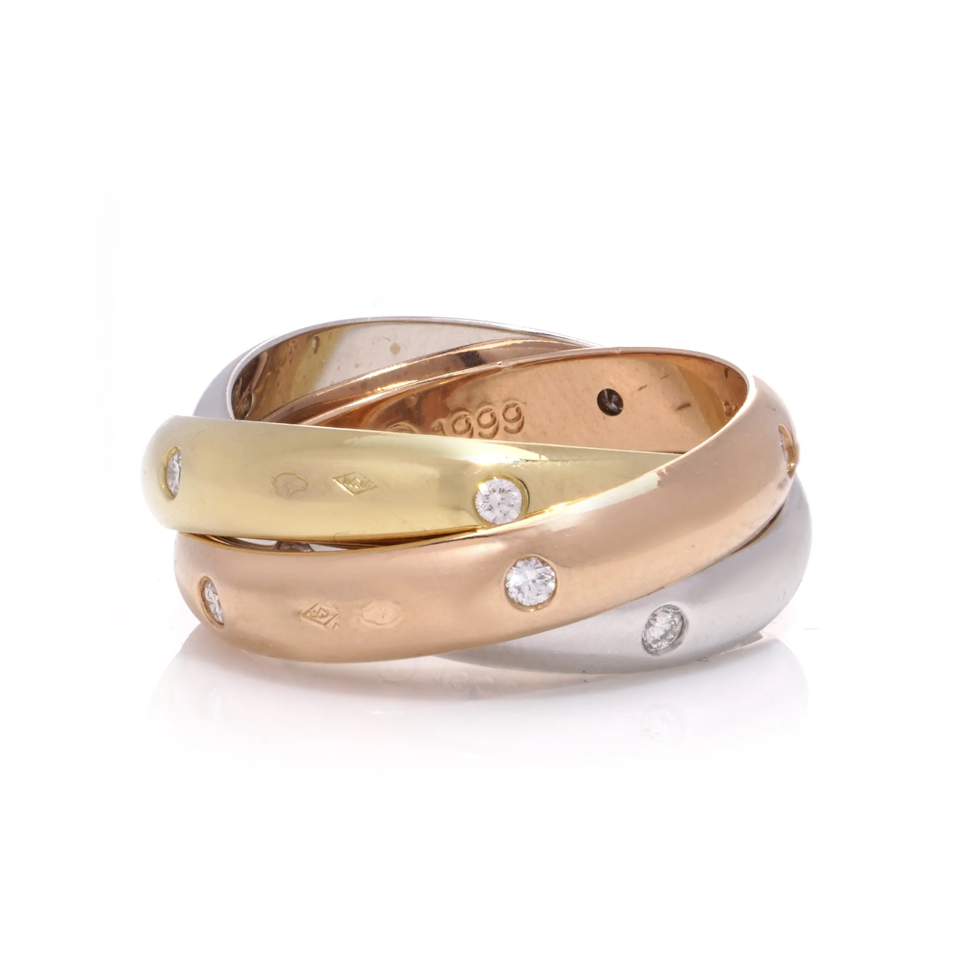 Cartier 18kt Gold Trinity Ring with Diamonds Mozeris Fine Antiques